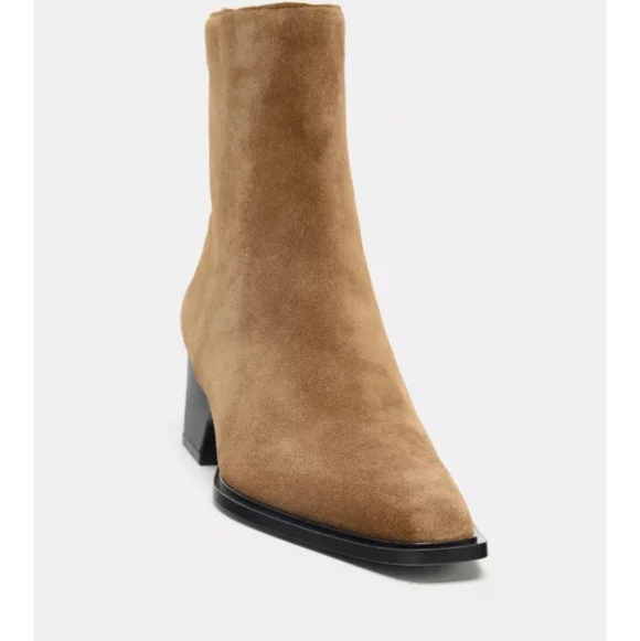 Zara Brown Suede Ankle Booties - Picture 5 of 9